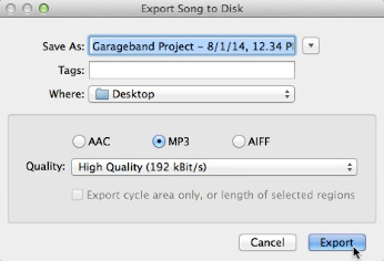 How to export garageband ipad to mp3